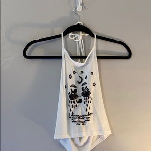 Embroider Graphic Crop Halter